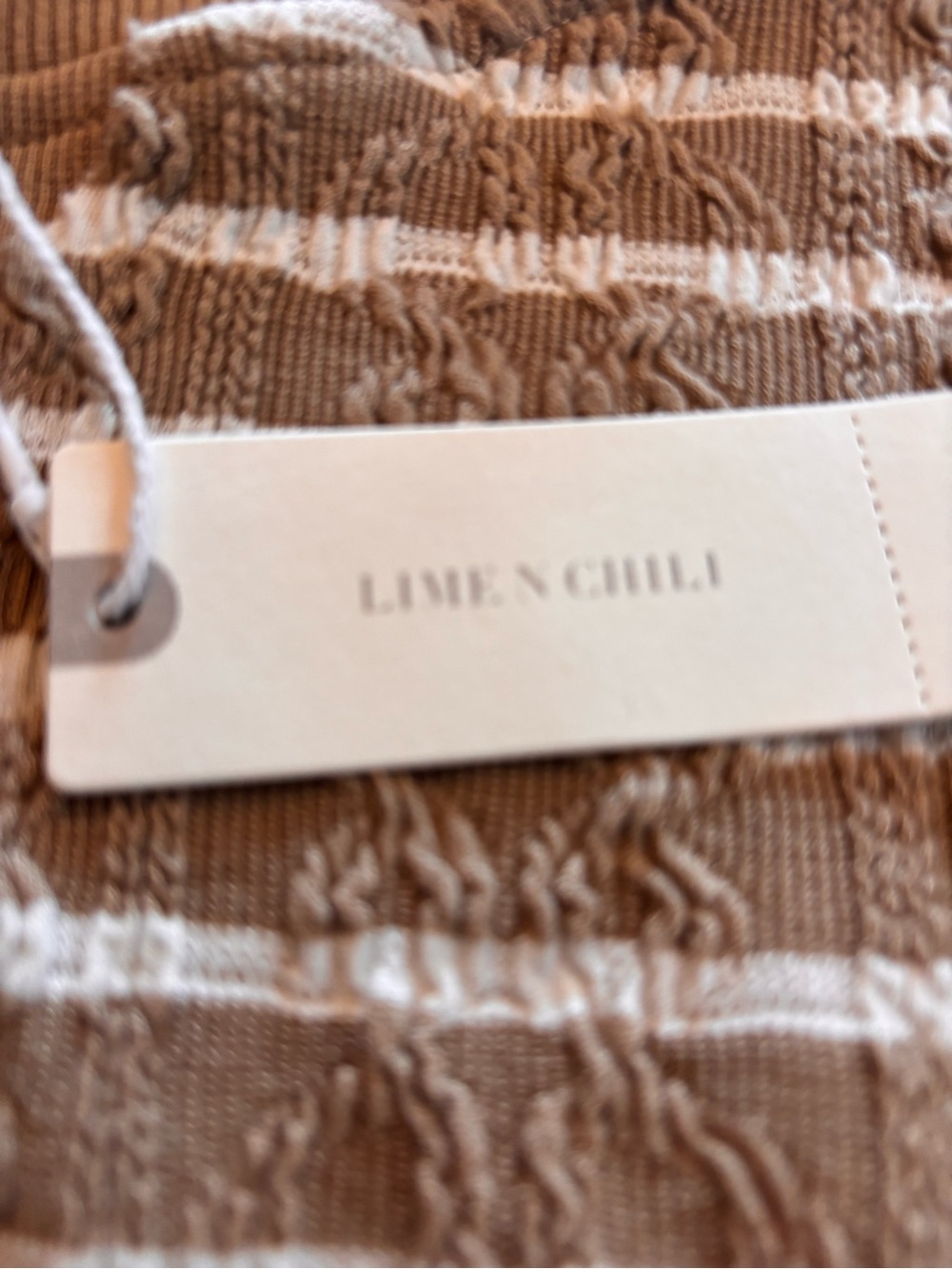 Striped Crewneck Pullover Sweater in Taupe & White - Picture 3 of 5